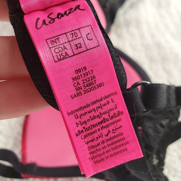 La Senza REMIX Push Up Plunge Bra: Light Red & Black Plaid with Black Lace - Picture 6 of 7